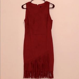 ❗️NWT❗️👗 Faux-suede burgundy dress with fringe